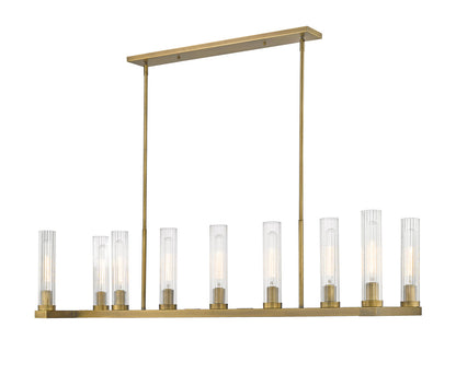 Z-Lite Beau 9 Light Linear Chandelier in Rubbed Brass 3031-9L-RB