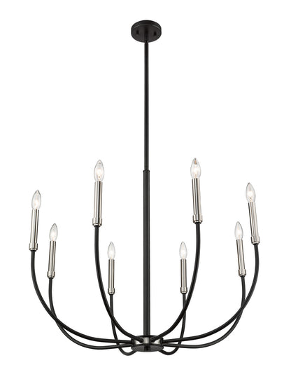 Z-Lite Haylie 8 Light Chandelier in Matte Black + Brushed Nickel 479-8MB-BN