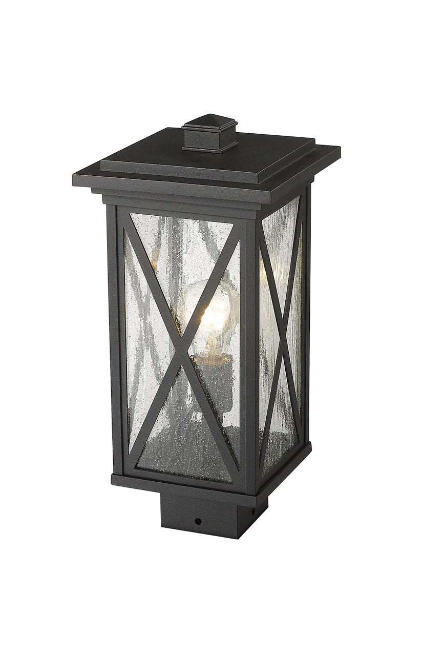 Z-Lite Brookside 1 Light Outdoor Post Mount Fixture in Black 583PHMS-BK