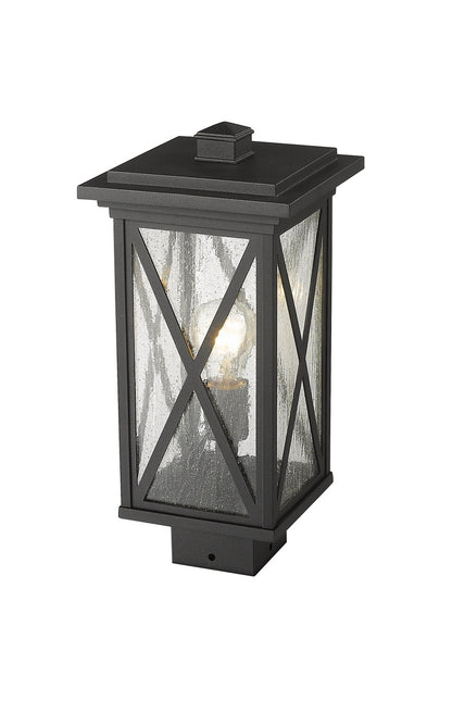 Z-Lite Brookside 1 Light Outdoor Post Mount Fixture in Black 583PHMS-BK