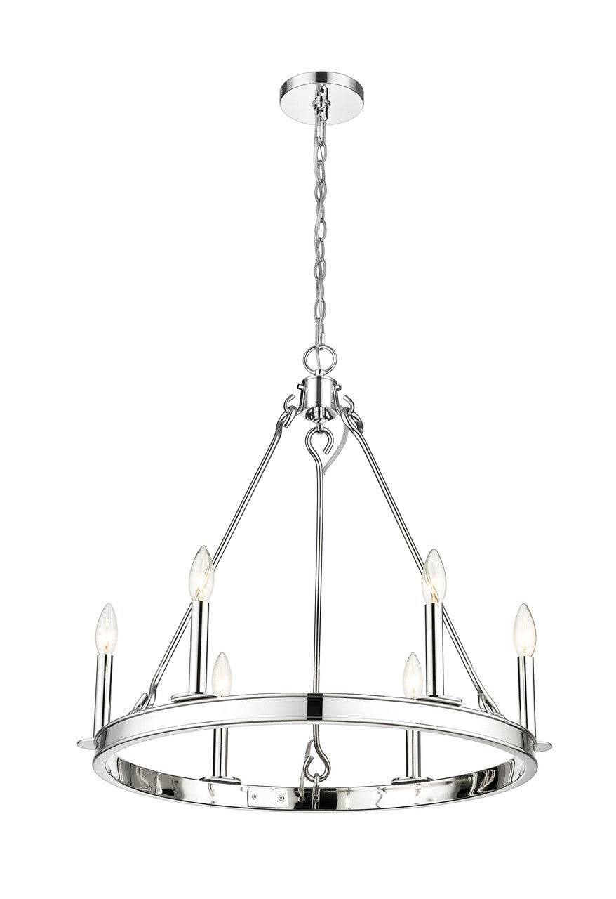 Z-Lite Barclay 6 Light Chandelier in Polished Nickel 482R-6PN