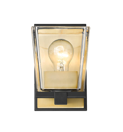 Z-Lite Bleeker Street 1 Light Wall Sconce in Matte Black + Olde Brass 475-1S-MB-OBR