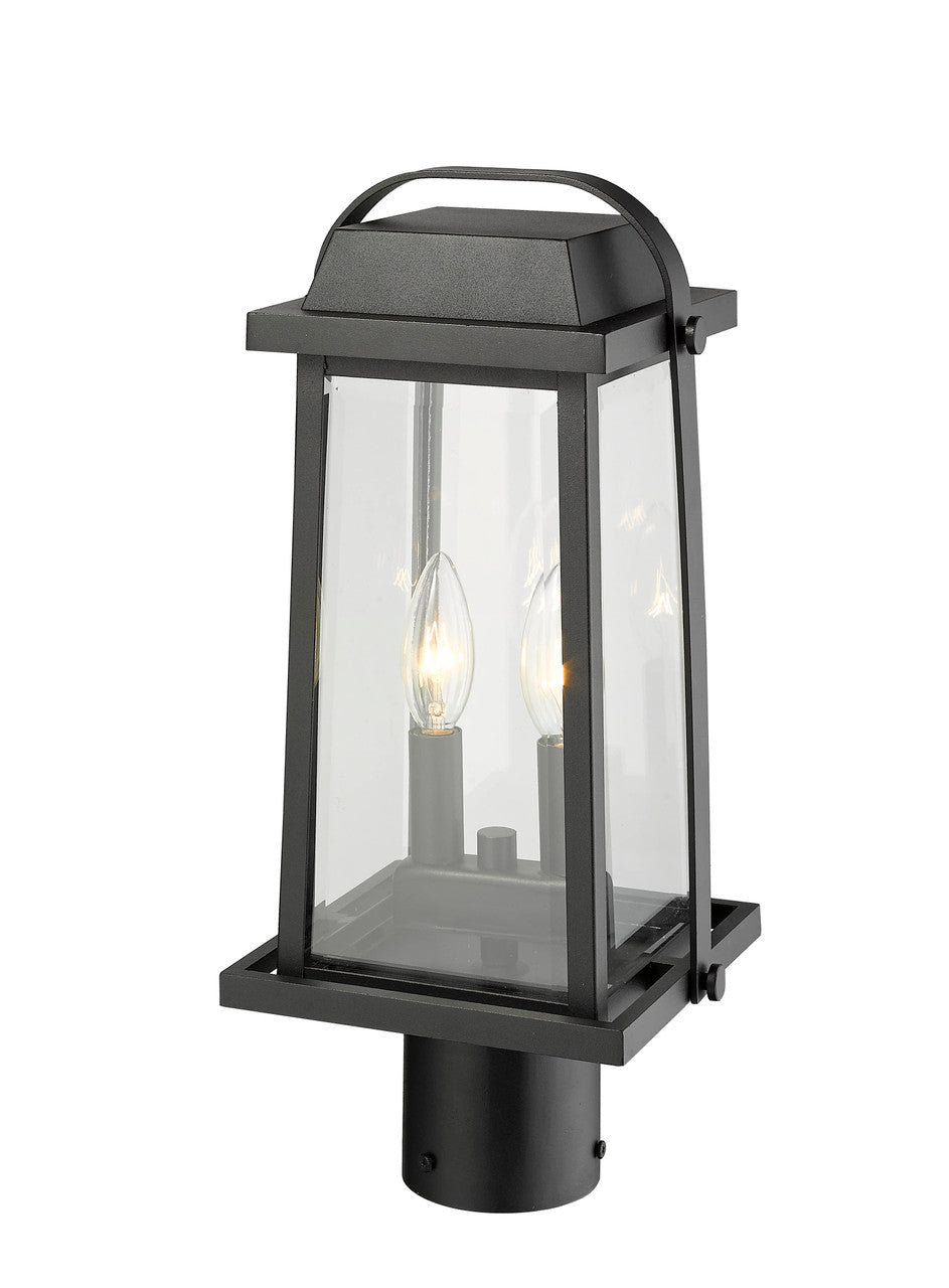 Z-Lite Millworks 2 Light Outdoor Post Mount Fixture in Black 574PHMR-BK