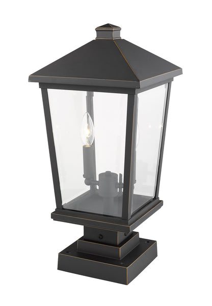 Z-Lite Beacon 2 Light Outdoor Pier Mounted Fixture in Oil Rubbed Bronze 568PHBS-SQPM-ORB