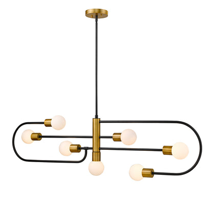 Z-Lite Neutra 7 Light Linear Chandelier in Matte Black + Foundry Brass 621-7L-MB-FB