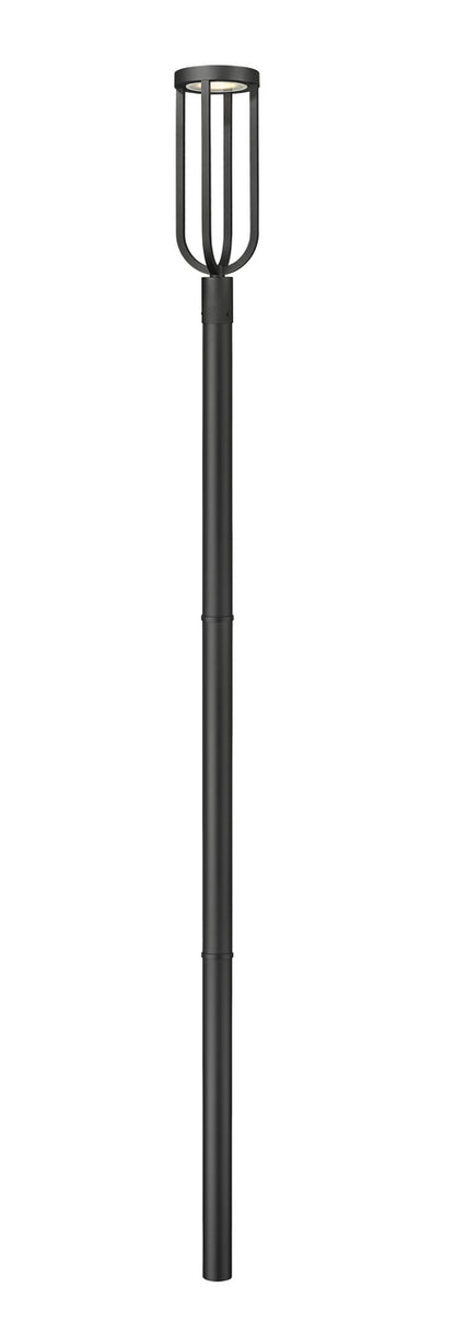 Z-Lite Leland 1 Light Outdoor Post Mounted Fixture in Sand Black 5005PHB-5009P96-BK-L