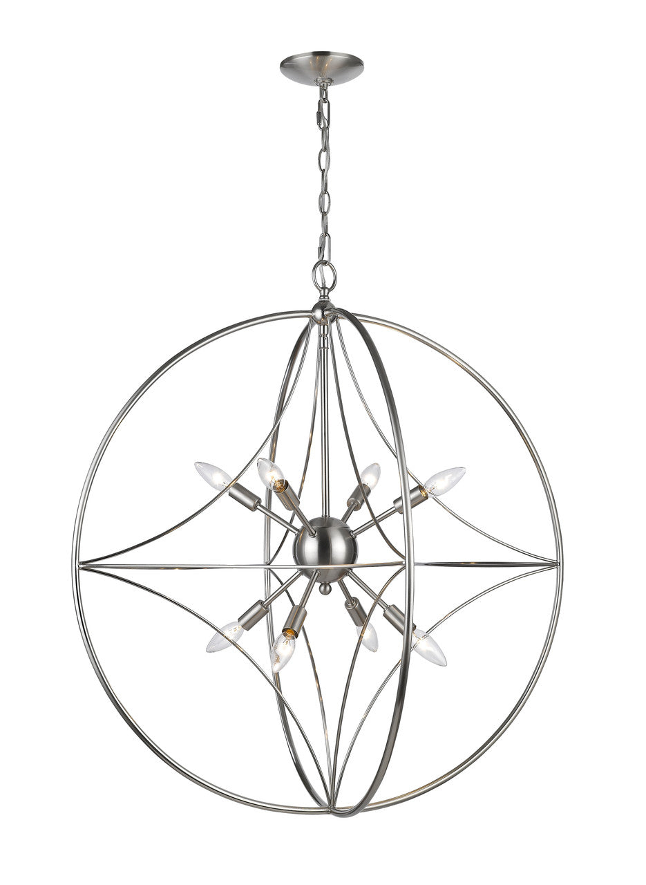 Z-Lite Cortez 8 Light Pendant in Brushed Nickel 452-30BN