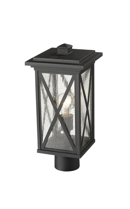 Z-Lite Brookside 1 Light Outdoor Post Mount Fixture in Black 583PHMR-BK