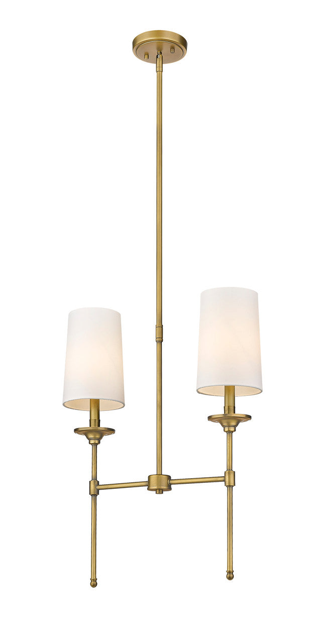 Z-Lite Emily 2 Light Linear Chandelier in Rubbed Brass 3033-2L-RB