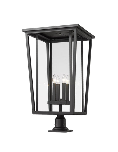 Z-Lite Seoul 4 Light Outdoor Pier Mounted Fixture in Black 571PHXXLR-533PM-BK