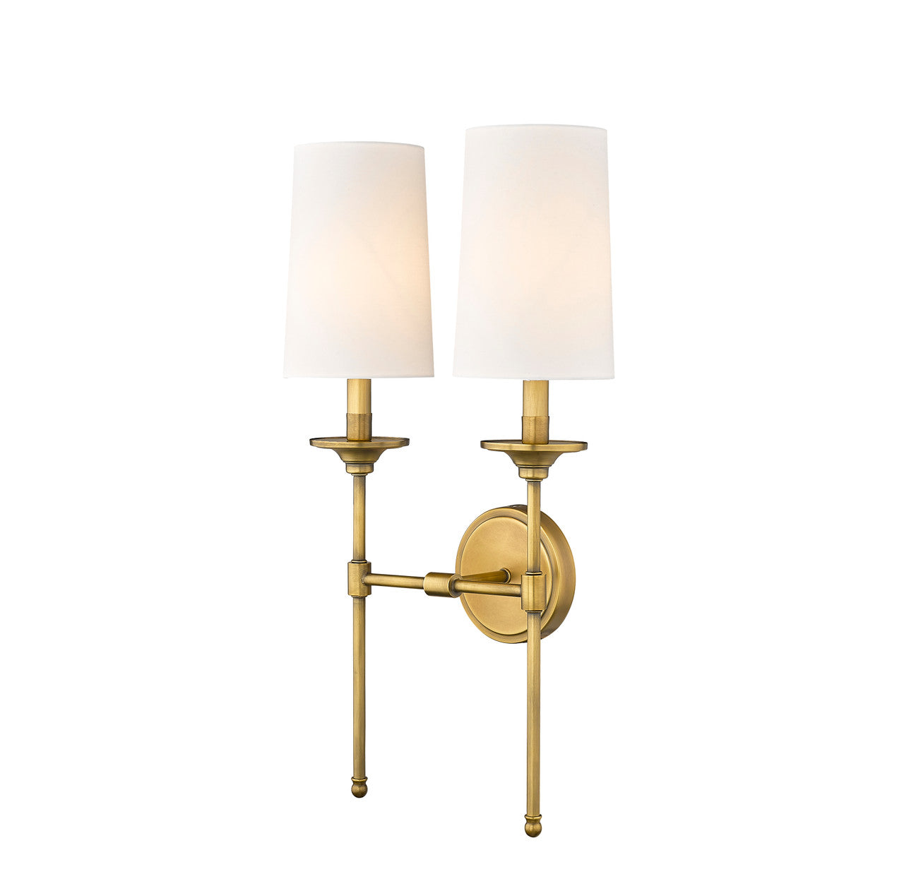 Z-Lite Emily 2 Light Wall Sconce in Rubbed Brass 3033-2S-RB