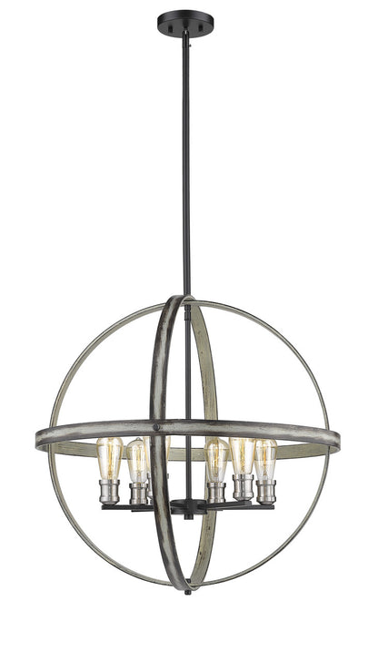 Z-Lite Kirkland 6 Light Chandelier in Ashen Barnboard 472B26-ABB