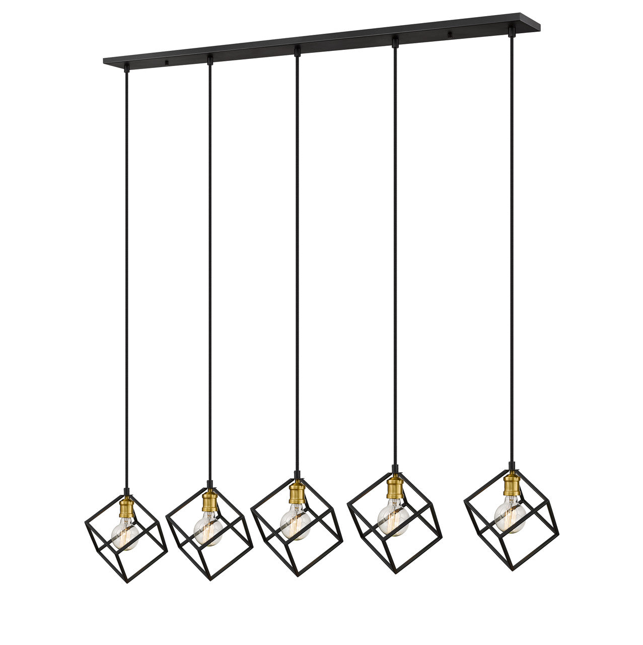 Z-Lite Vertical 5 Light Linear Chandelier in Bronze + Olde Brass 478-5L-BRZ-OBR