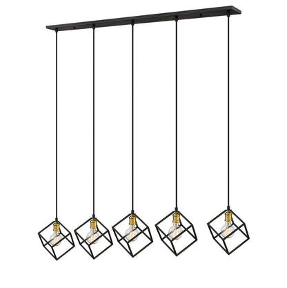 Z-Lite Vertical 5 Light Linear Chandelier in Bronze + Olde Brass 478-5L-BRZ-OBR