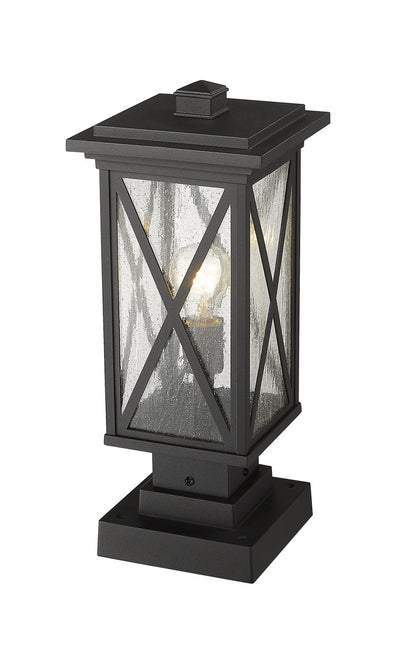 Z-Lite Brookside 1 Light Outdoor Pier Mounted Fixture in Black 583PHMS-SQPM-BK