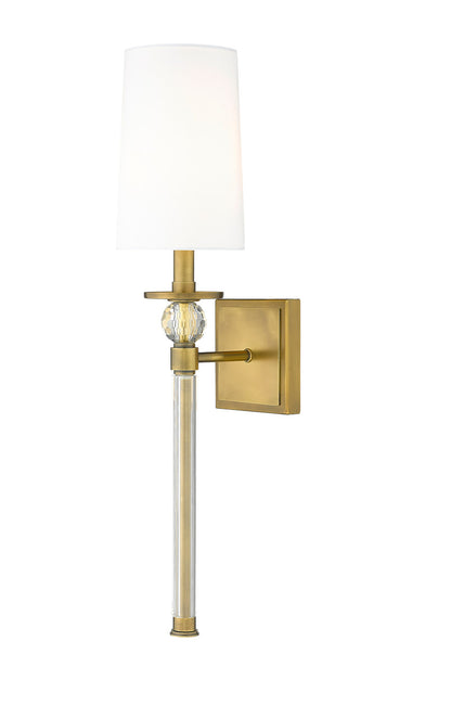 Z-Lite Mia 1 Light Wall Sconce in Rubbed Brass 805-1S-RB-WH