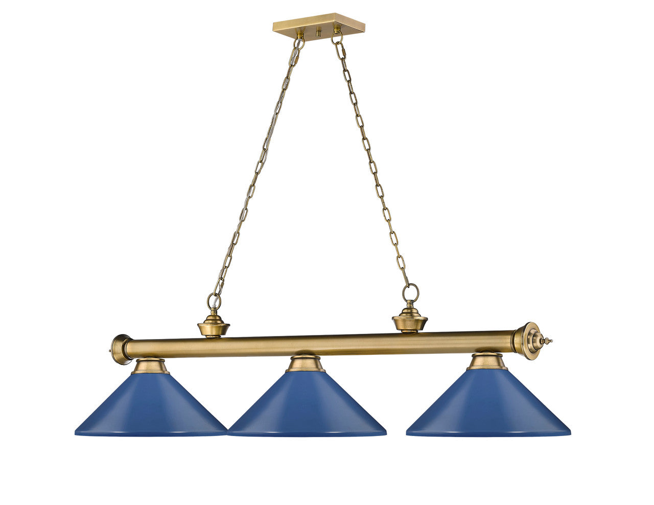 Z-Lite Cordon 3 Light Billiard in Rubbed Brass 2306-3RB-MNB