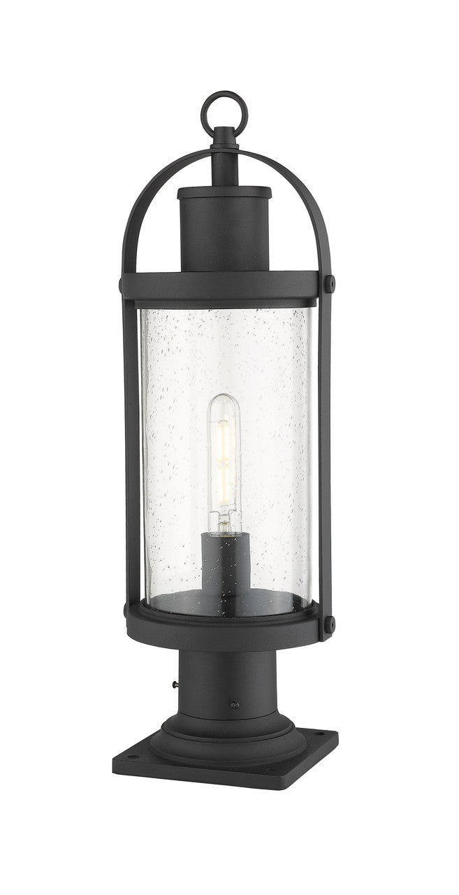 Z-Lite Roundhouse 1 Light Outdoor Pier Mounted Fixture in Black 569PHM-533PM-BK