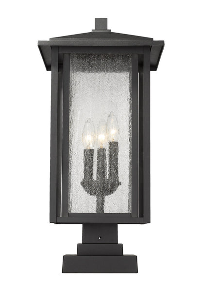 Z-Lite Aspen 3 Light Outdoor Pier Mounted Fixture in Black 554PHXLS-SQPM-BK