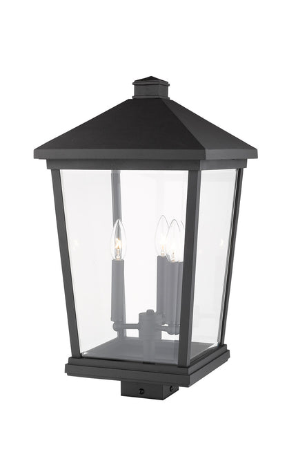 Z-Lite Beacon 3 Light Outdoor Post Mount Fixture in Black 568PHXLS-BK