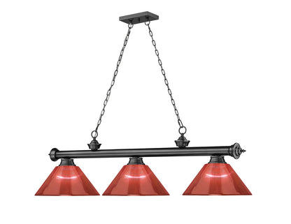 Z-Lite Cordon 3 Light Billiard in Bronze Plate 2306-3BP-ARBG