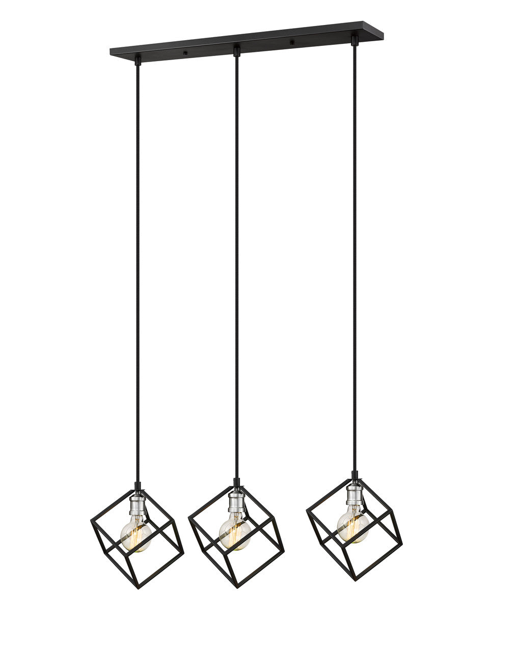 Z-Lite Vertical 3 Light Linear Chandelier in Matte Black + Brushed Nickel 478-3L-MB-BN