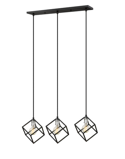 Z-Lite Vertical 3 Light Linear Chandelier in Matte Black + Brushed Nickel 478-3L-MB-BN