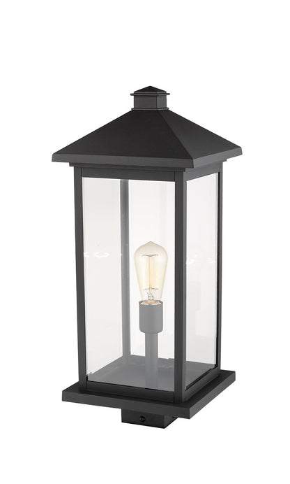 Z-Lite Portland 1 Light Outdoor Post Mount Fixture in Black 531PHBXLS-BK