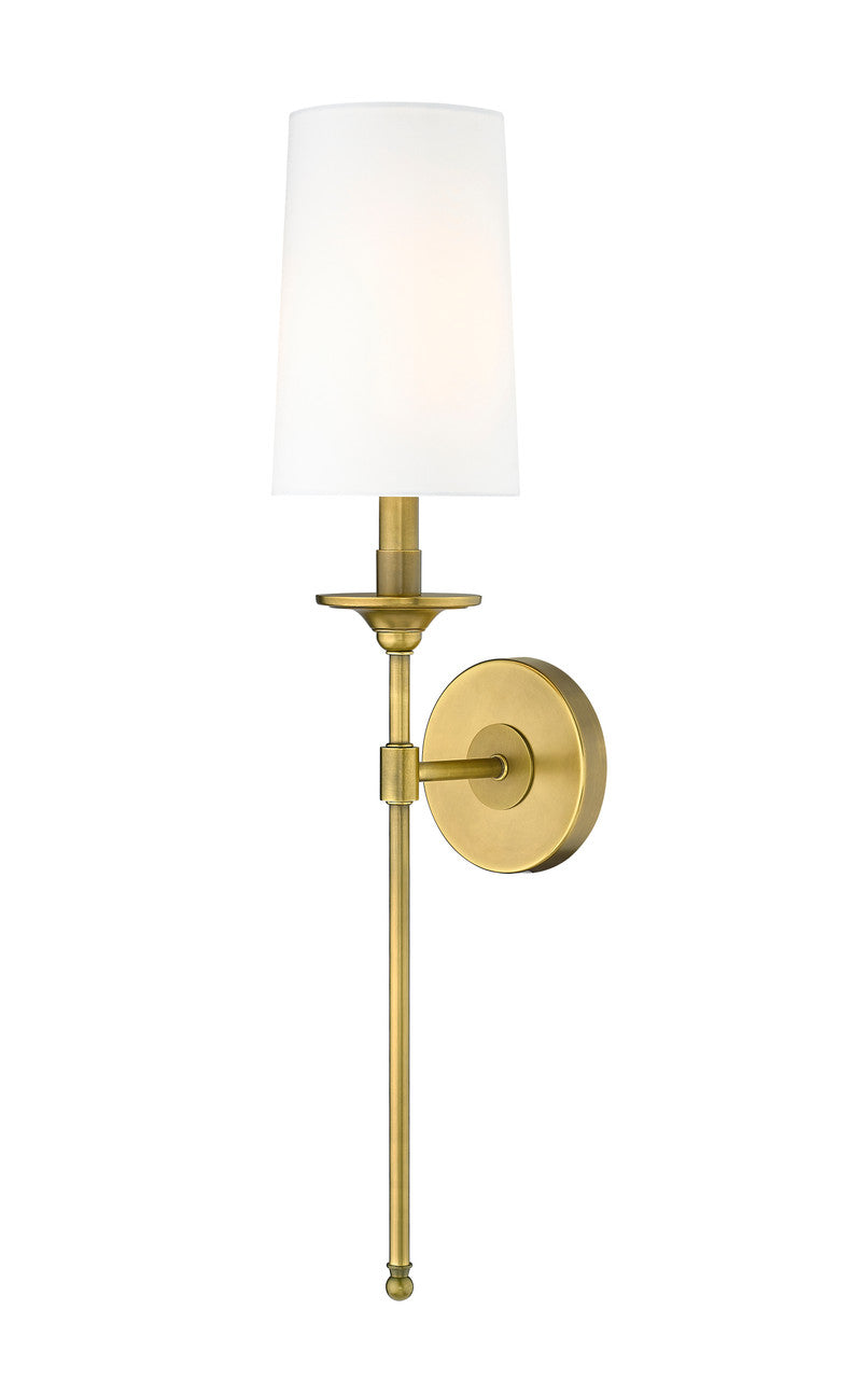 Z-Lite Emily 1 Light Wall Sconce in Rubbed Brass 807-1S-RB-WH