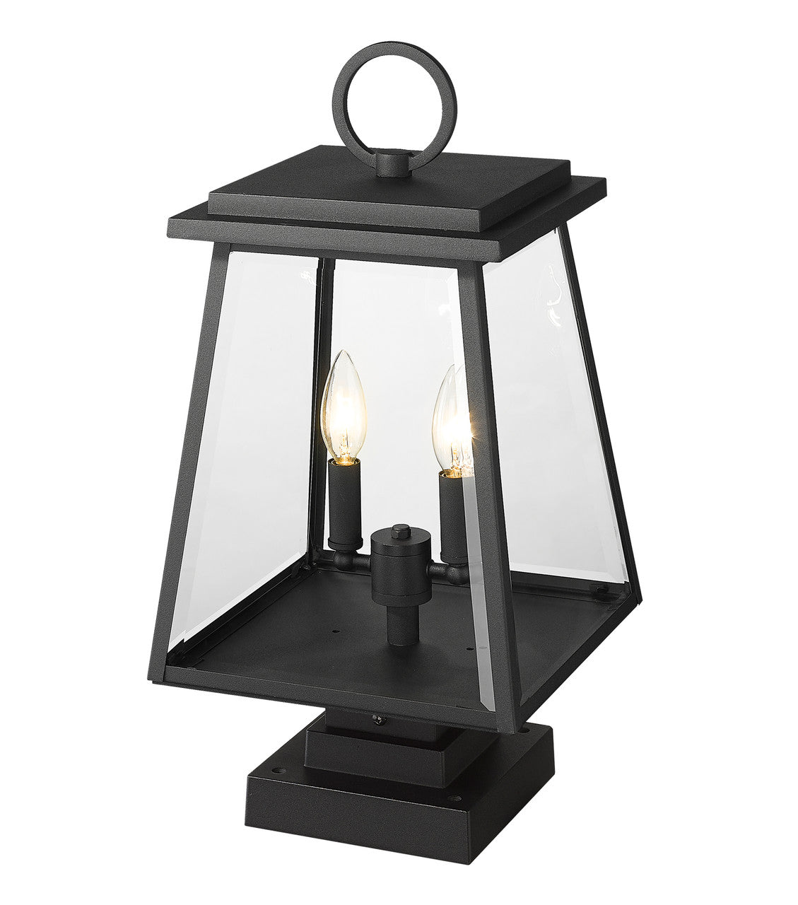 Z-Lite Broughton 2 Light Outdoor Pier Mounted Fixture in Black 521PHMS-SQPM-BK