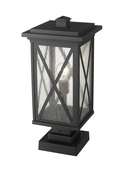 Z-Lite Brookside 1 Light Outdoor Pier Mounted Fixture in Black 583PHBS-SQPM-BK