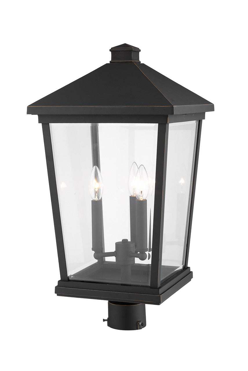 Z-Lite Beacon 3 Light Outdoor Post Mount Fixture in Oil Rubbed Bronze 568PHXLR-ORB