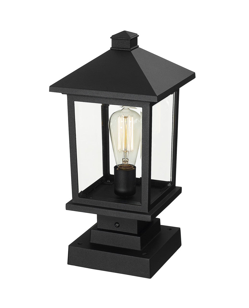 Z-Lite Portland 1 Light Outdoor Pier Mounted Fixture in Black 531PHMS-SQPM-BK