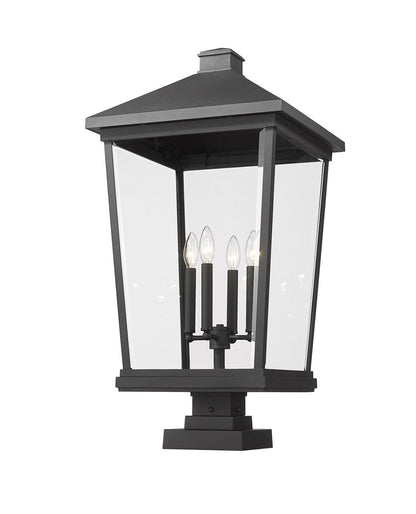 Z-Lite Beacon 4 Light Outdoor Pier Mounted Fixture in Black 568PHXXLS-SQPM-BK