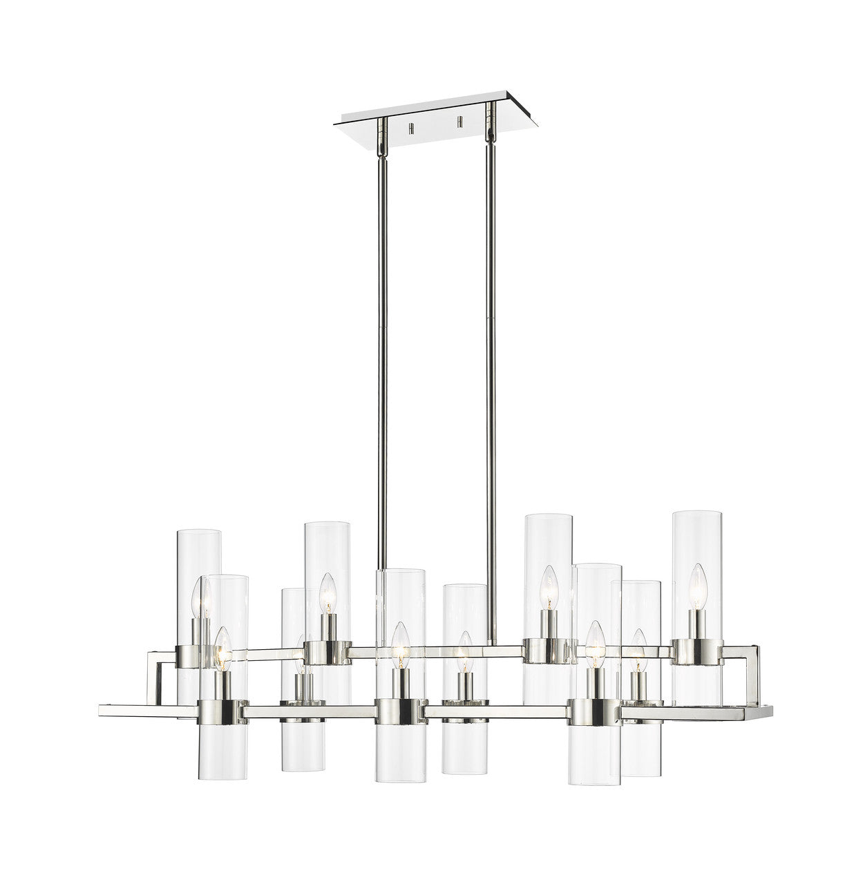 Z-Lite Datus 10 Light Linear Chandelier in Polished Nickel 4008-10PN