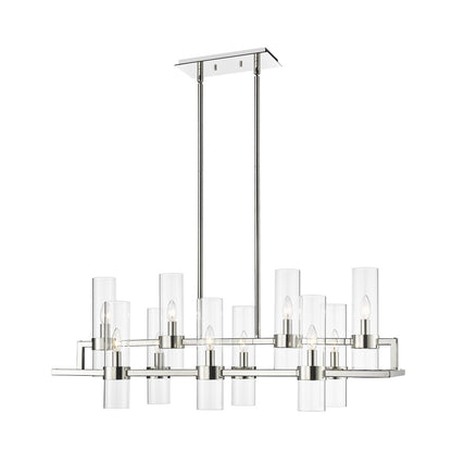 Z-Lite Datus 10 Light Linear Chandelier in Polished Nickel 4008-10PN