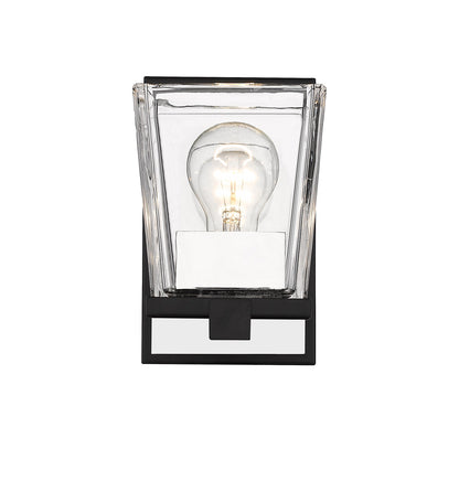 Z-Lite Bleeker Street 1 Light Wall Sconce in Matte Black + Chrome 475-1S-MB-CH