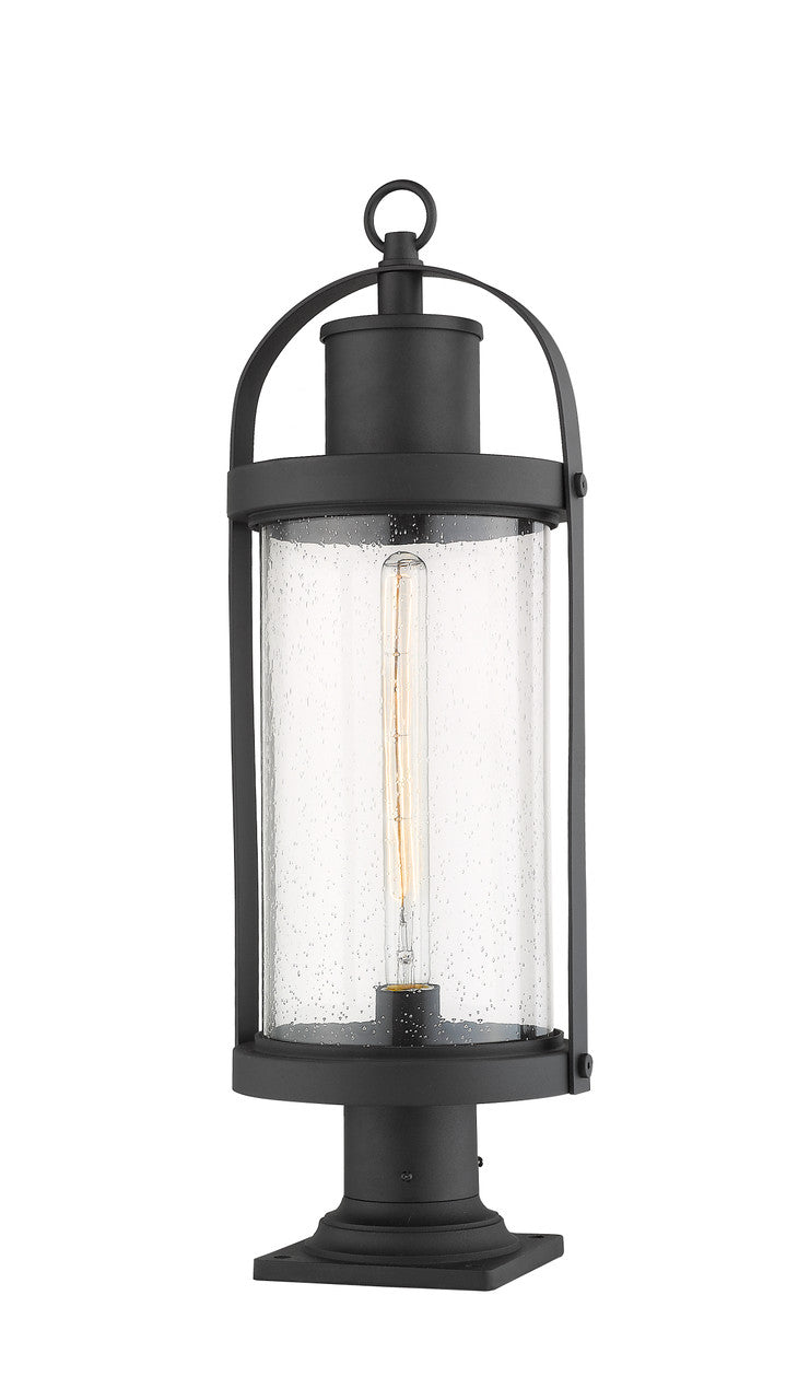 Z-Lite Roundhouse 1 Light Outdoor Pier Mounted Fixture in Black 569PHB-533PM-BK