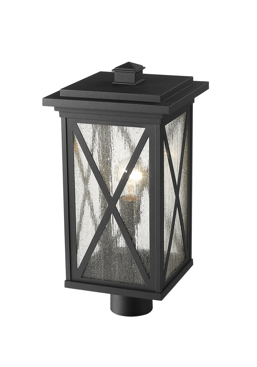 Z-Lite Brookside 1 Light Outdoor Post Mount Fixture in Black 583PHBR-BK