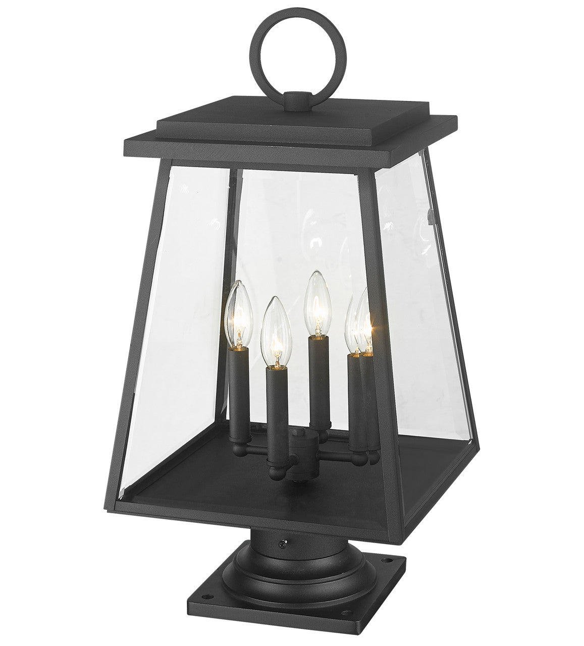 Z-Lite Broughton 4 Light Outdoor Pier Mounted Fixture in Black 521PHBR-533PM-BK