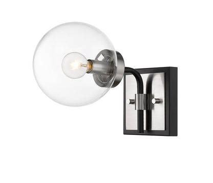 Z-Lite Parsons 1 Light Wall Sconce in Matte Black + Brushed Nickel 477-1S-MB-BN