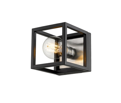 Z-Lite Kube 1 Light Wall Sconce in Matte Black + Brushed Nickel 480-1S-MB-BN