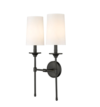 Z-Lite Emily 2 Light Wall Sconce in Matte Black 3033-2S-MB