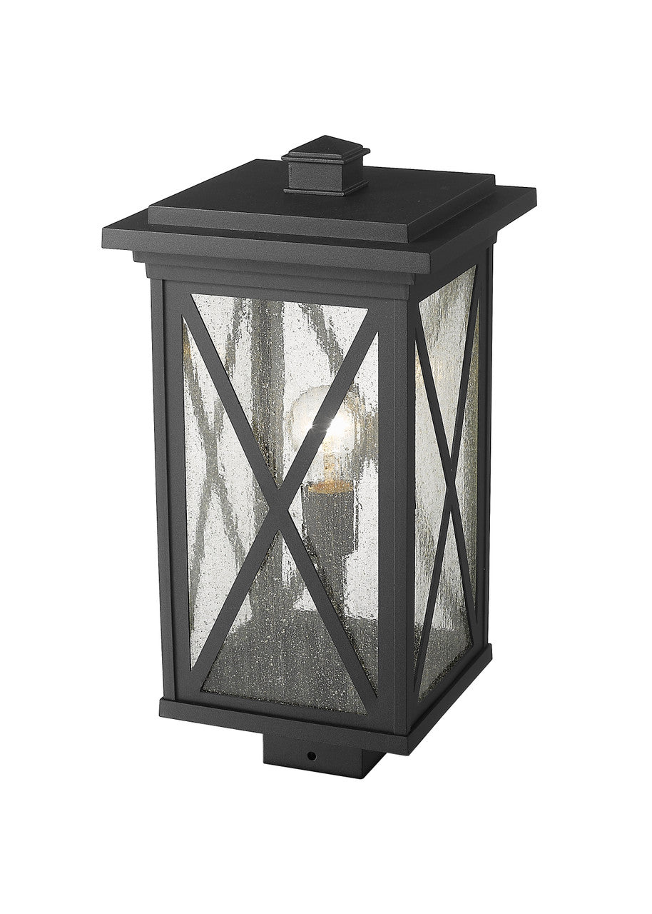 Z-Lite Brookside 1 Light Outdoor Post Mount Fixture in Black 583PHBS-BK