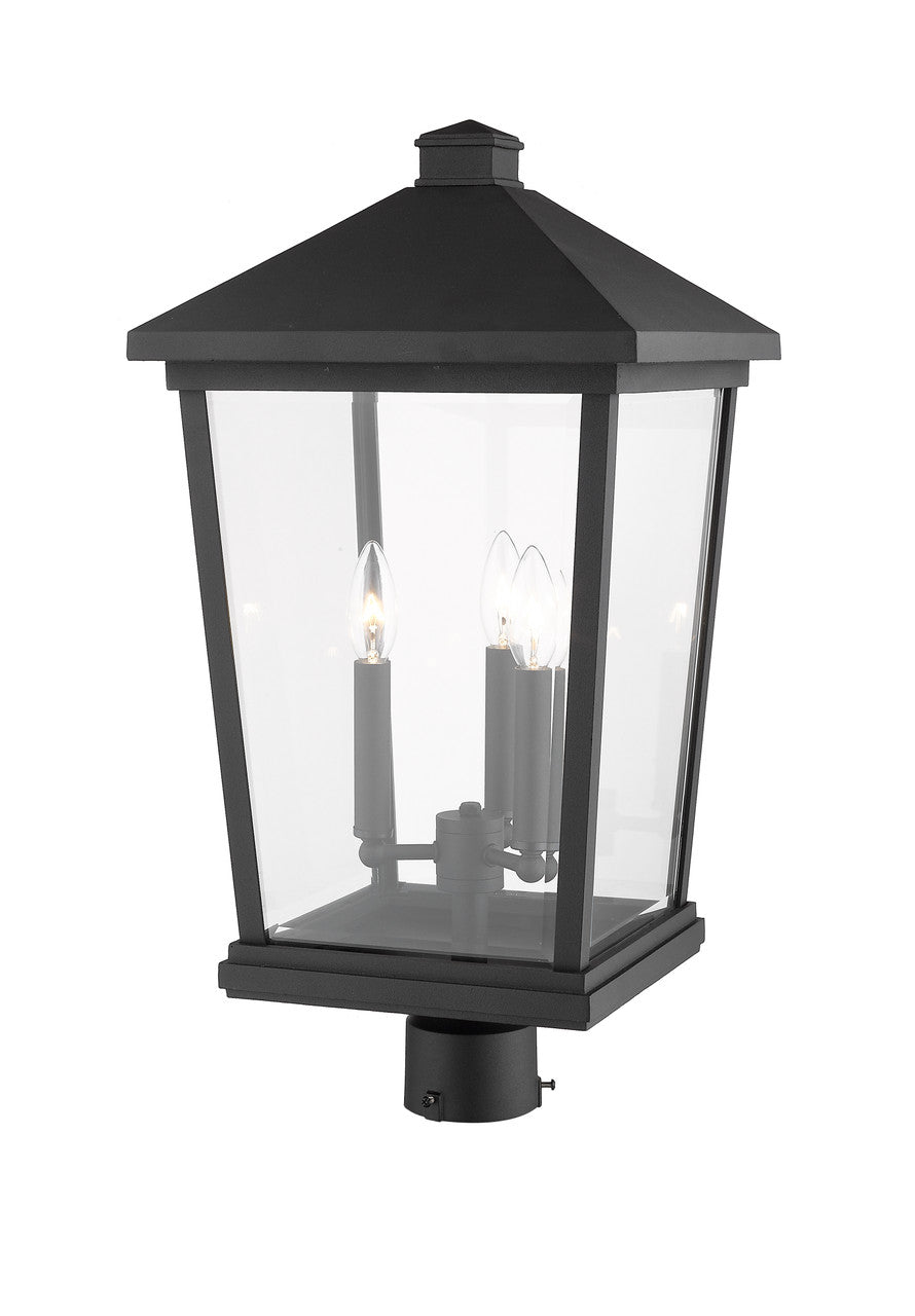 Z-Lite Beacon 3 Light Outdoor Post Mount Fixture in Black 568PHXLR-BK