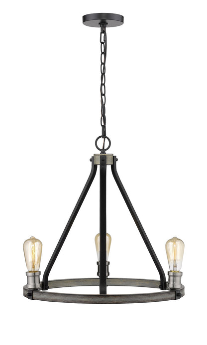 Z-Lite Kirkland 3 Light Chandelier in Ashen Barnboard 472-3ABB