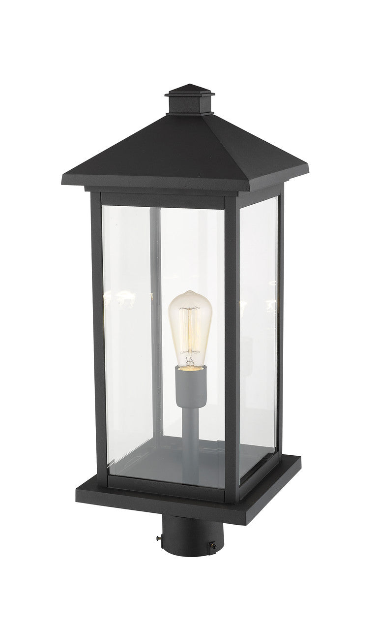 Z-Lite Portland 1 Light Outdoor Post Mount Fixture in Black 531PHBXLR-BK