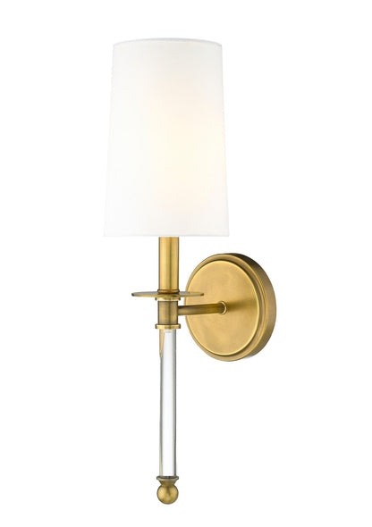 Z-Lite Mila 1 Light Wall Sconce in Rubbed Brass 808-1S-RB-WH