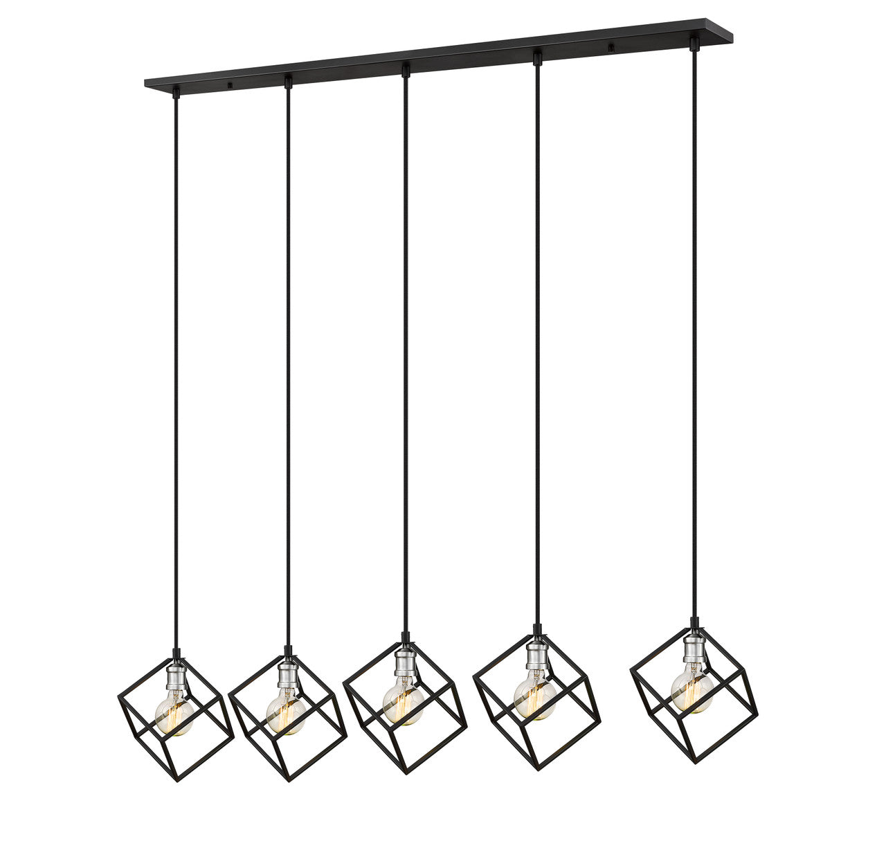 Z-Lite Vertical 5 Light Linear Chandelier in Matte Black + Brushed Nickel 478-5L-MB-BN