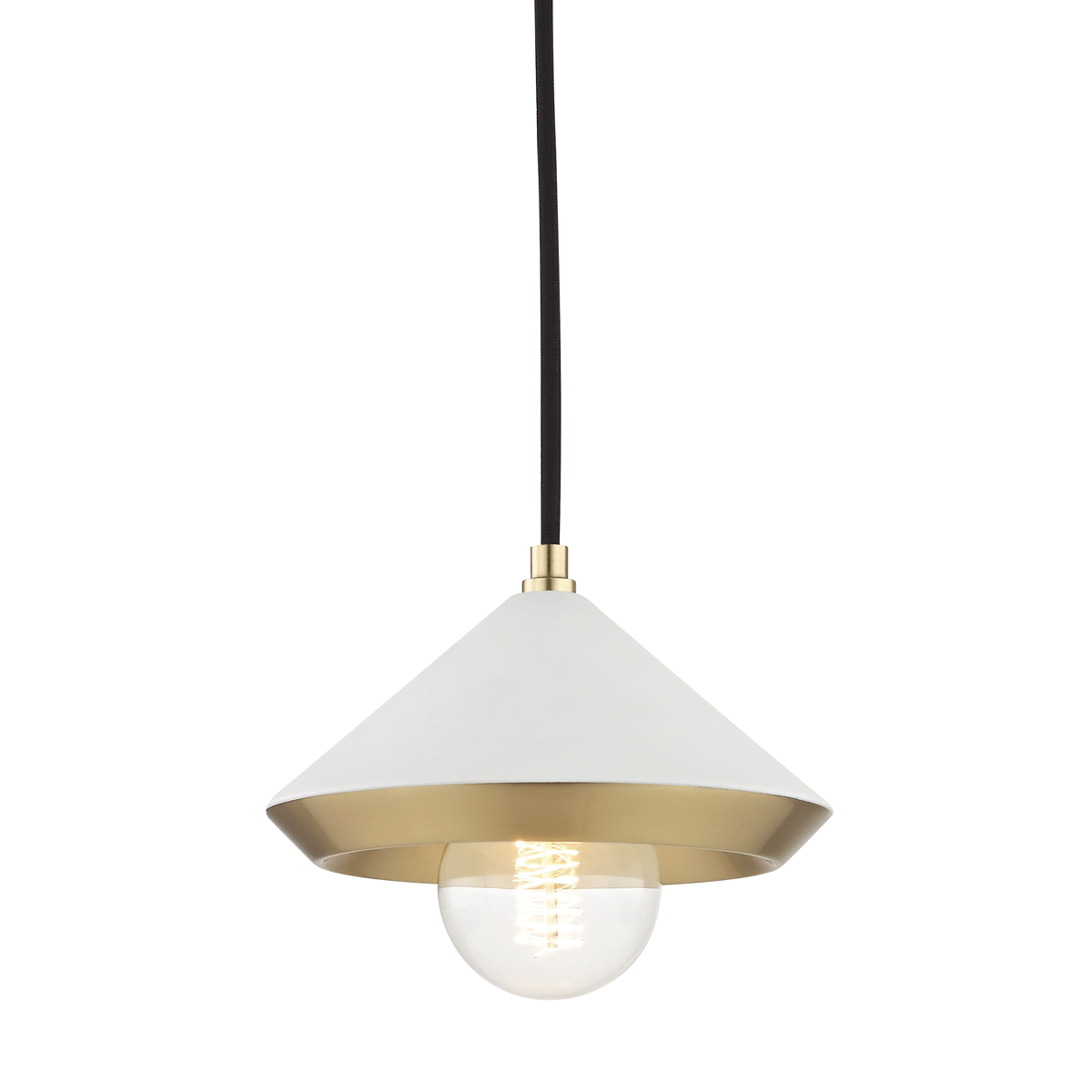 Mitzi 1 Light Pendant in Aged Brass/Soft Off White H139701S-AGB/WH